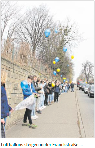 Luftballons bei Friedenskette